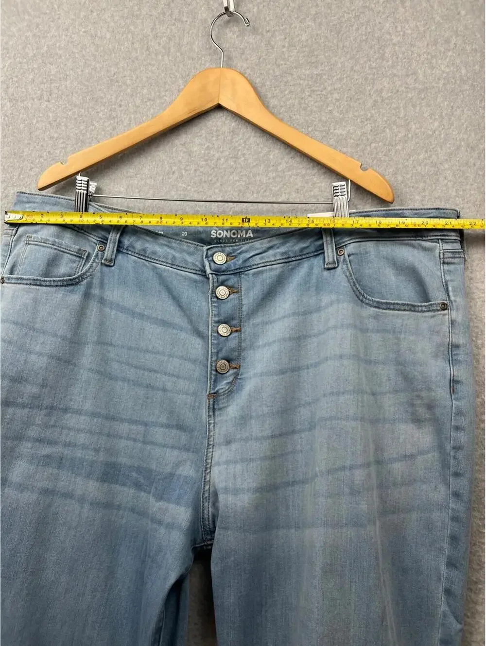 Sonoma Wide Leg High Rise Jeans Womens Plus Size 20 Relaxed Raw Hem Button Fly